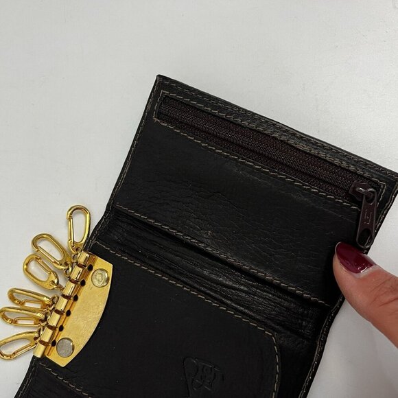 Genuine Leather Small Dark Brown Key Holder Wallet Unisex - Picture 16 of 16